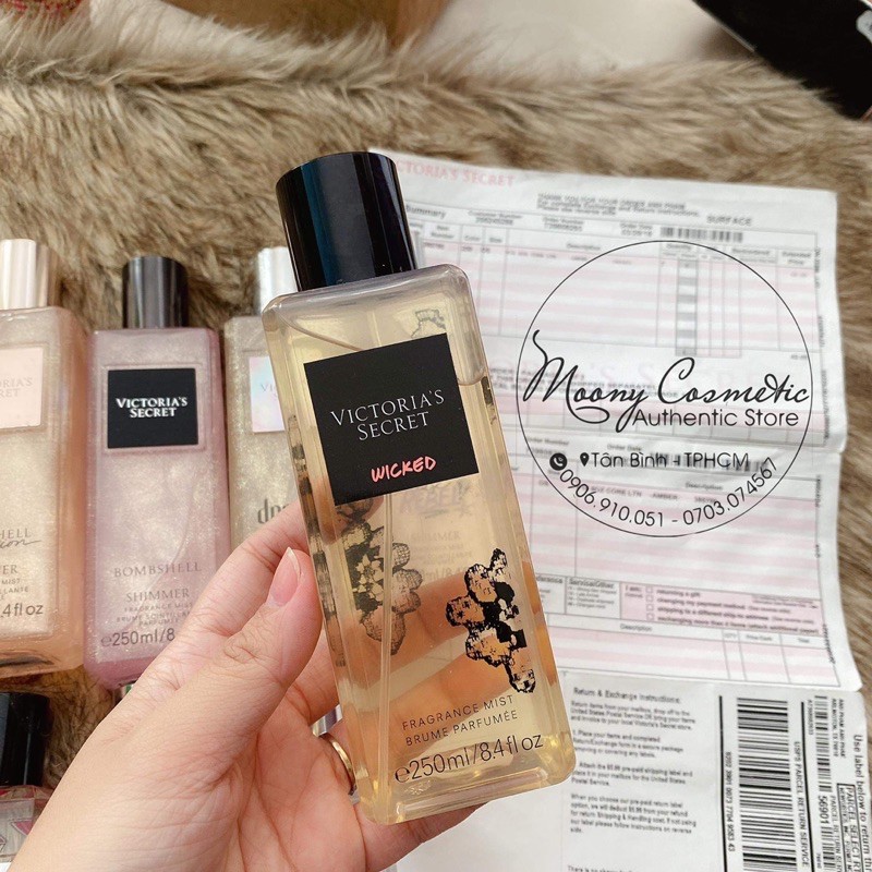 Xịt thơm toàn thân - Body Mist nhà Victoria's Secret dòng nước hoa cao cấp nhũ250ml Very sexy/Bombshell/Tease
