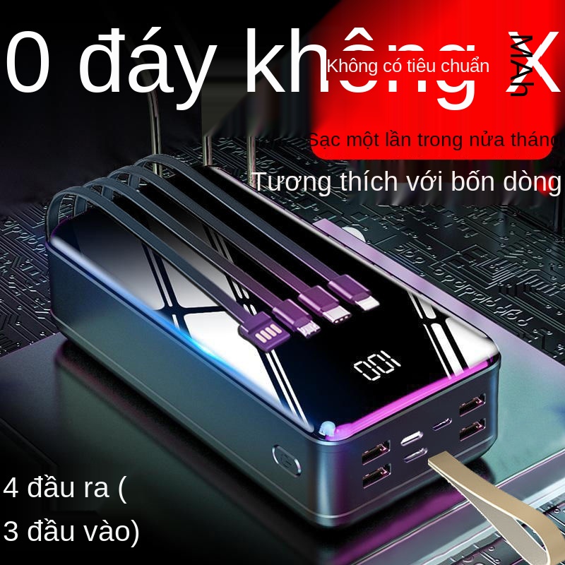 pin dự phòng 60000 mAh, dung lượng lớn, sạc nhanh, bền, cáp khép kín, dùng chung nguồn điện di động sinh viên, điện thoạ