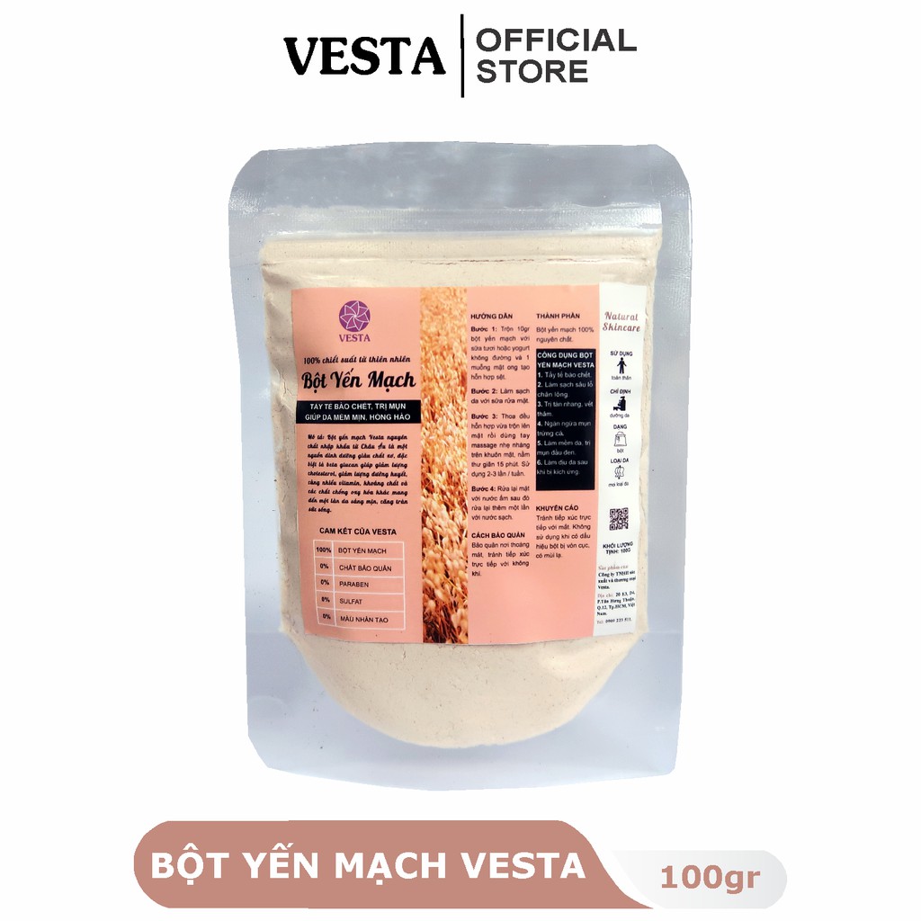 Bột Yến Mạch Nguyên Chất Vesta 100g