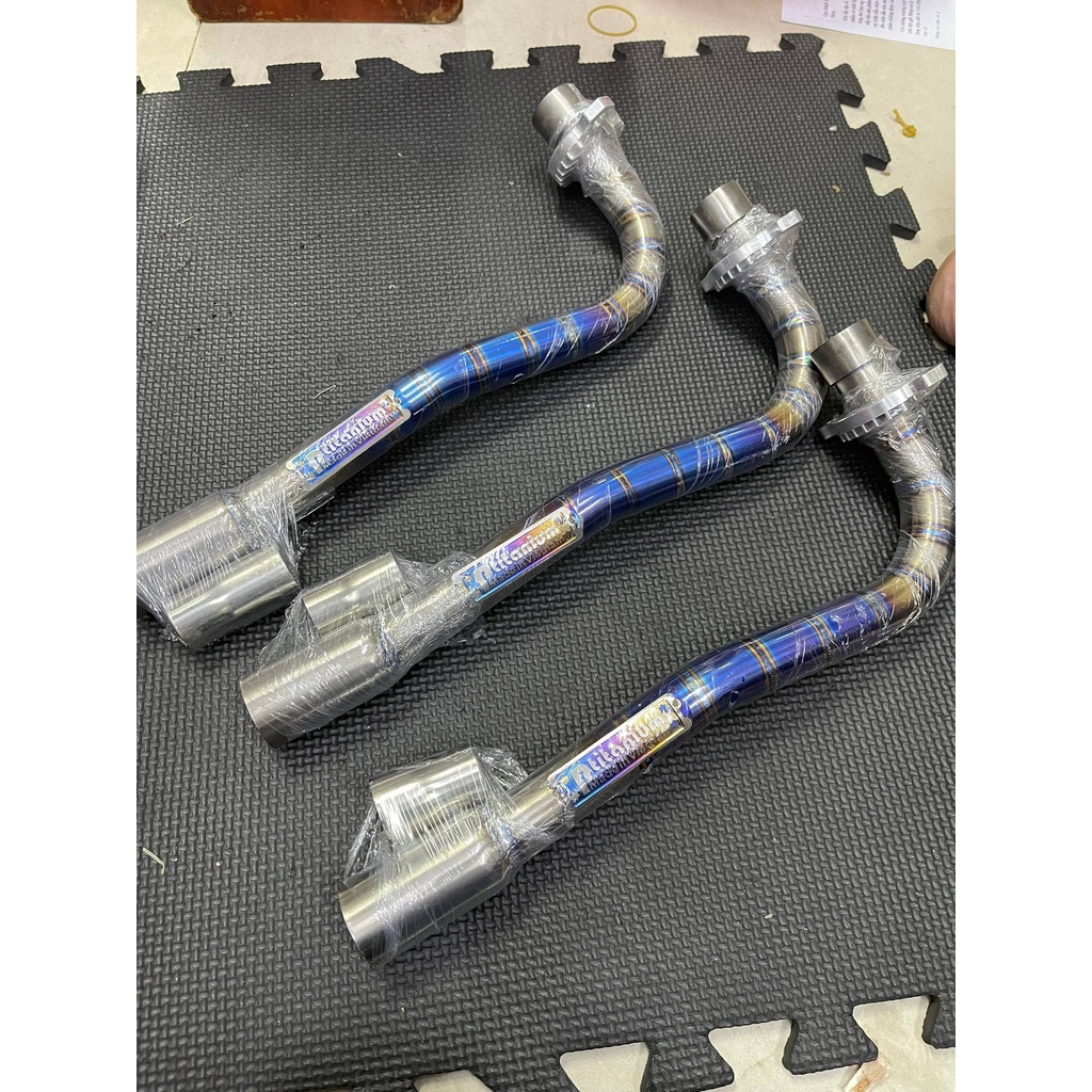 [Đit Chụp To Sau Ptitanium] Cổ pô Titan tai CNC đót sau to cho Wave Fu1 Future đời đầu Cub50cc
