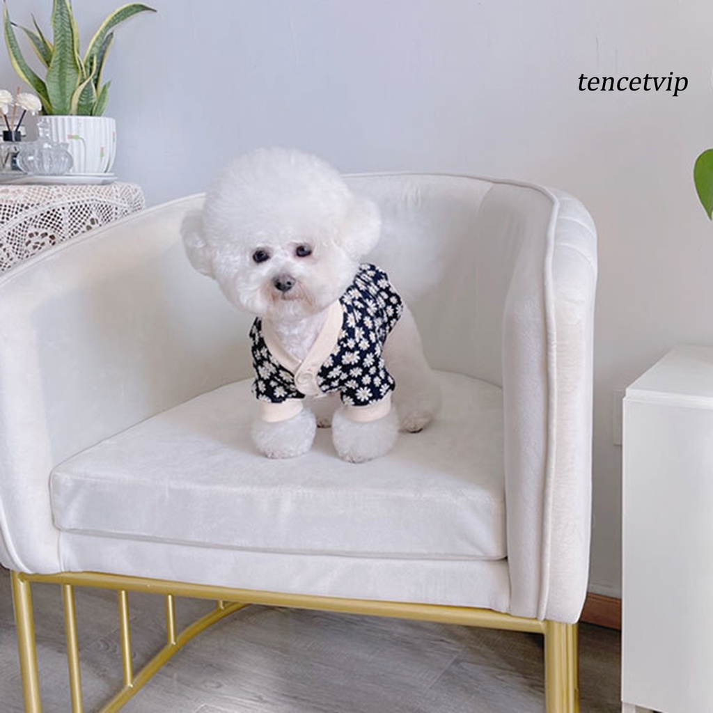Áo khoác cardigan mềm mại giữ ấm họa tiết hoa thời trang mùa thu cho thú cưng