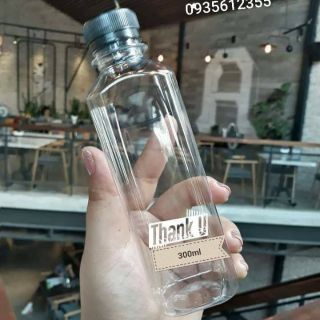 Chai vuông nắp đen 300ml bịch 10 chai