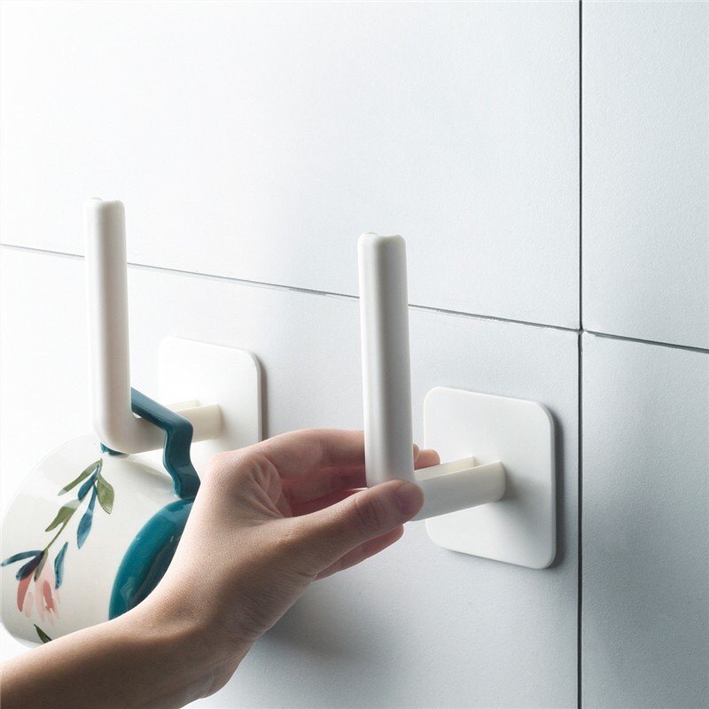 Móc Dán Tường Chữ L Đa Năng Treo Cuộn Giấy, Giá Đỡ Nắp Nồi Thông Minh