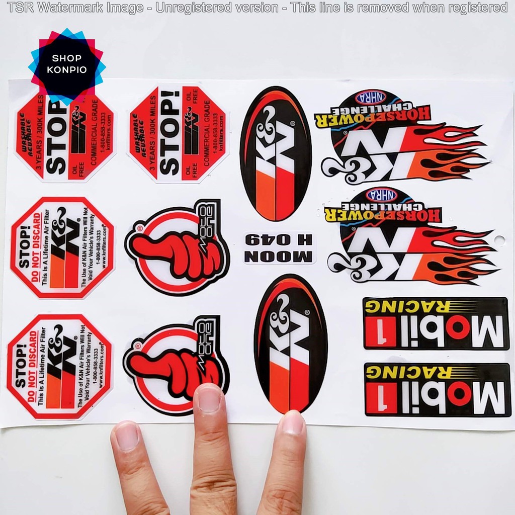 Bộ Tem Sticker KN Stop Dập Nổi Cao Cấp Dán Xe Máy, Ô Tô, Mũ Bảo Hiểm, Chống Thấm Nước, Chống Bay Màu