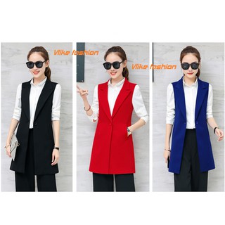 Áo vest sát nách dáng dài blazer