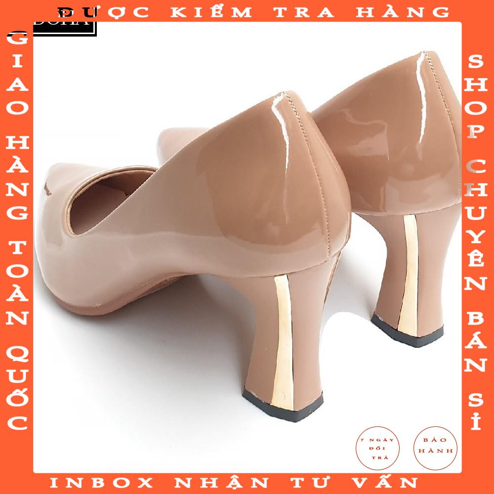 Giày cao gót nữ da bóng SODOHA gót cao 7cm SDH333 - thainguyenshop