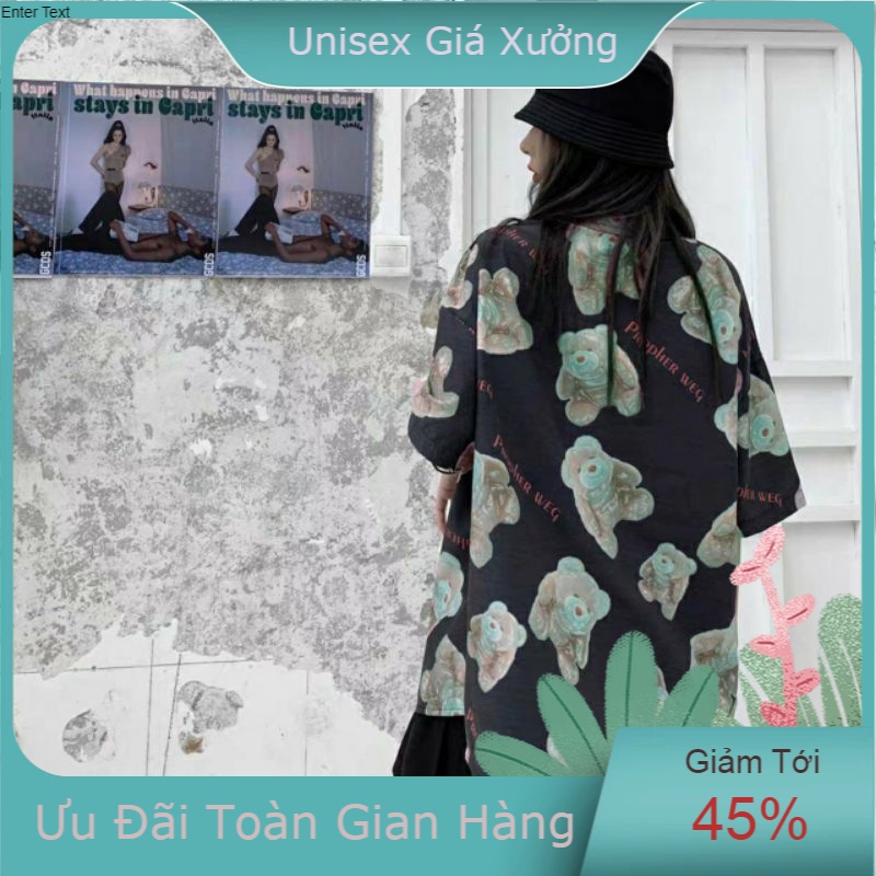 Áo Sơ Mi Tay Ngắn Unisex Cổ Bẻ Phong Cách Hàn Quốc Freesize