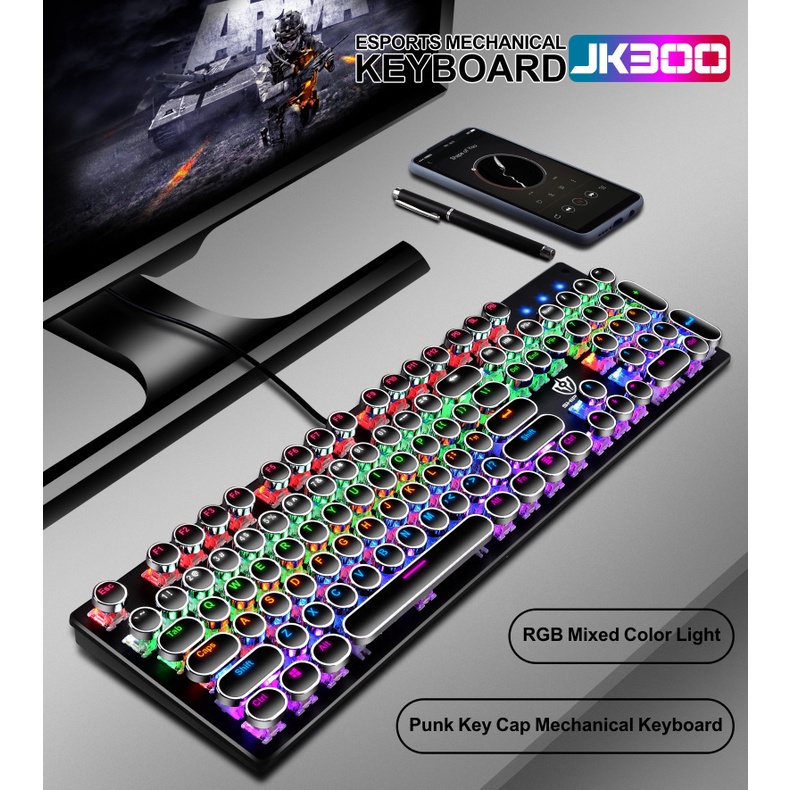 Bàn Phím Cơ JK300 104 Phím Chuyên Dụng Cho Game Thủ