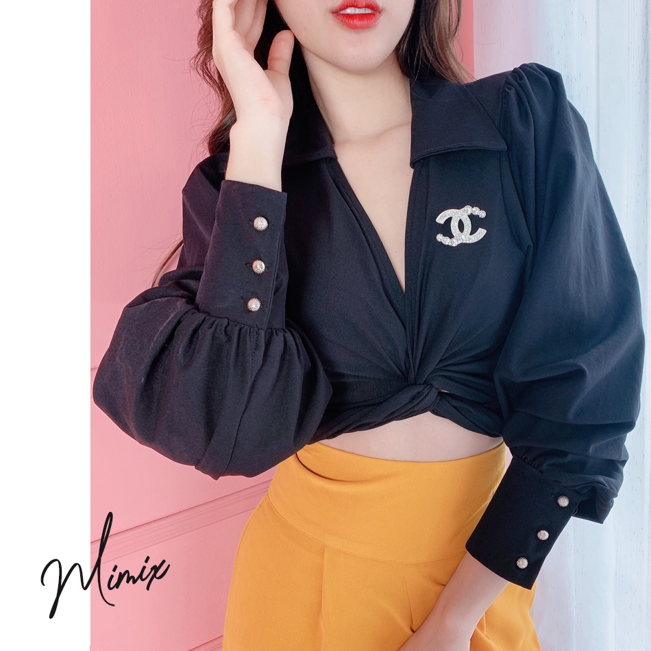 Áo sơ mi đắp chéo MIMIX đa phong cách BF2110