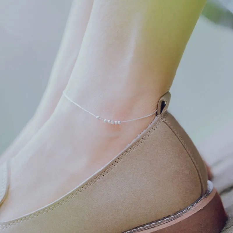 Lắc Chân Mạ Bạc 925 Hình Trái Tim Đơn Giản Phong Cách Hàn Quốc Mới 2020 Cho Nữ