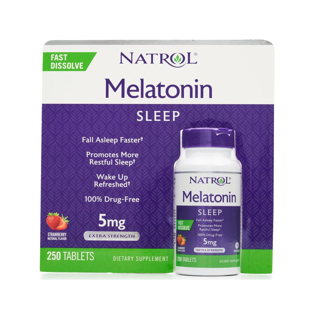 Date 2/2023 Kẹo Dẻo Natrol Melatonin Sleep 5mg/10mg Hương Dâu Mỹ| Siêu Thị Mới