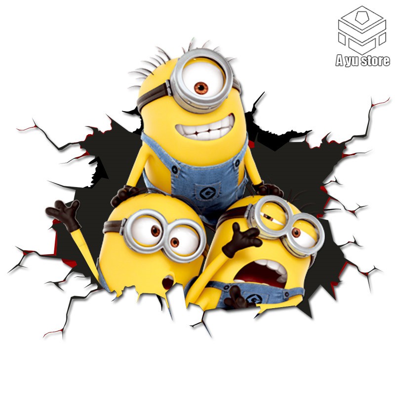 3D Minion Ngộ nghĩnh Sáng Tạo Xe Hơi Miếng Dán Minion Cá Tính Thân Xe Trầy Xước Bao Miếng Dán Chống 