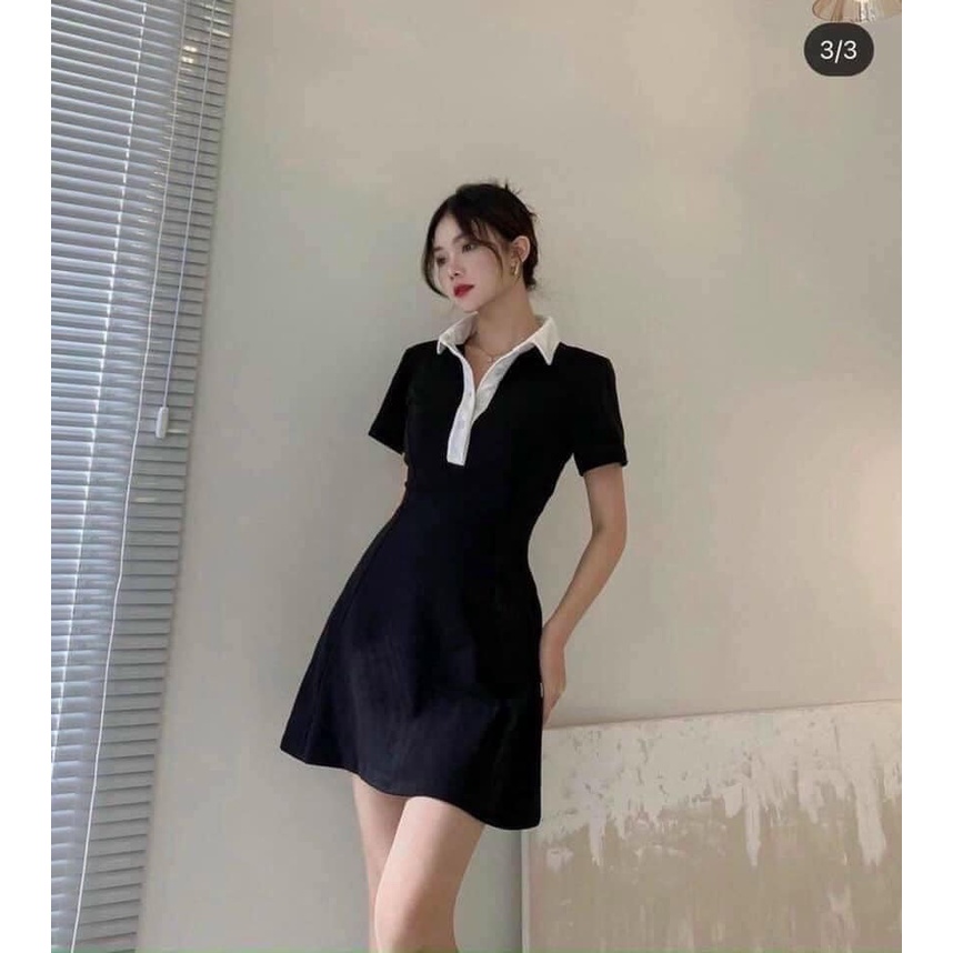 Váy Polo Cổ Trắng ❤️❤️[FREESHIP]❤️❤️ Dáng Chuẩn Xòe Siêu Xinh, Siêu Sexy | BigBuy360 - bigbuy360.vn