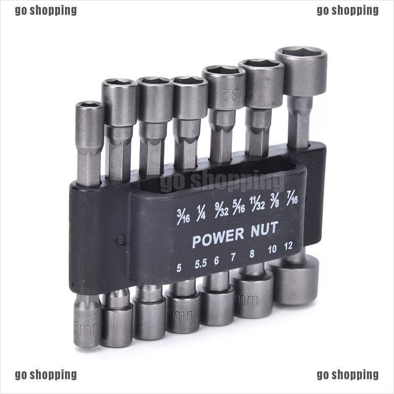 {go shopping}14Pc Power Nut Driver Drill Bit Set SAE Metric Socket Wrench Screw 1/4&quot;Hex Shank