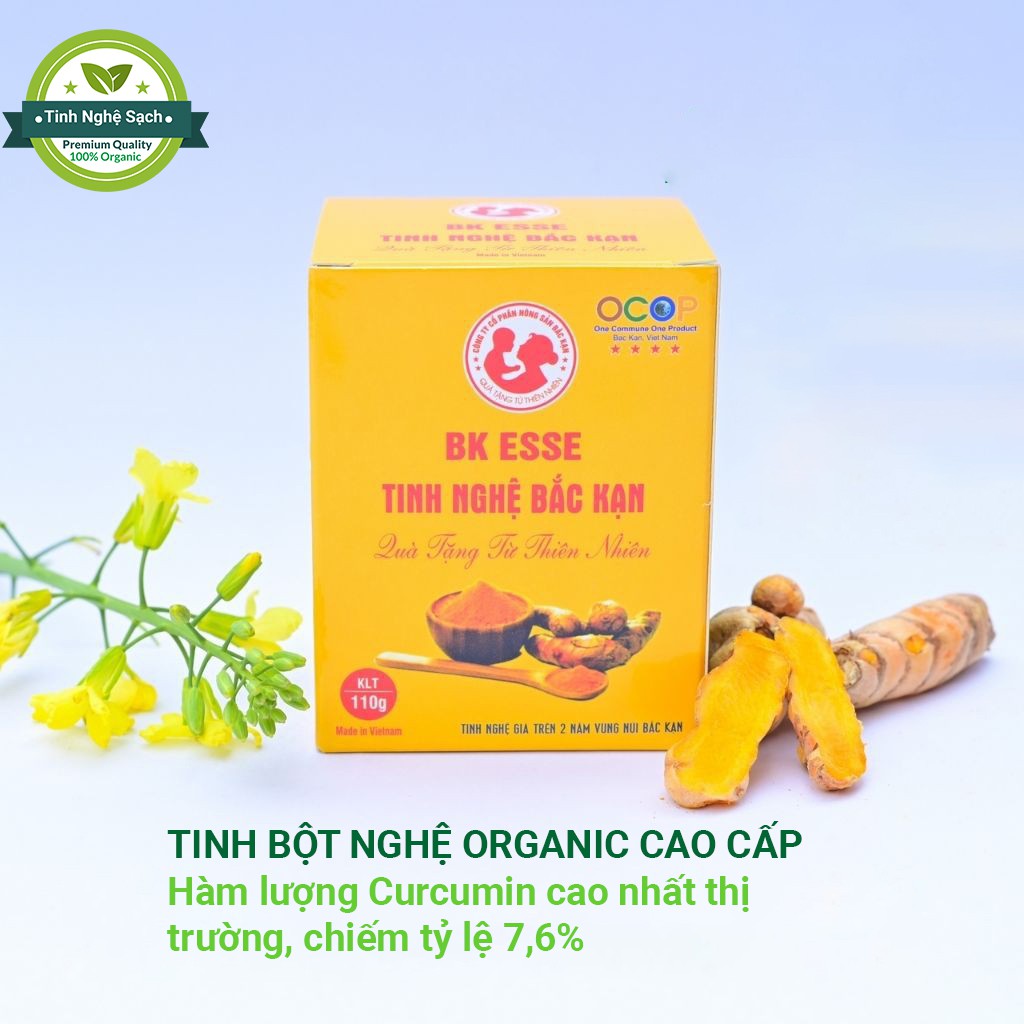 Tinh bột nghệ Organic cao cấp BK, Tinh bột nghệ nguyên chất BK 110g, có chứng nhận Tiêu chuẩn Organic