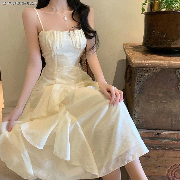 Đầm Hai Dây Dáng Ôm Phong Cách Retro Pháp Ngọt Ngào Thời Trang Hàng Mới