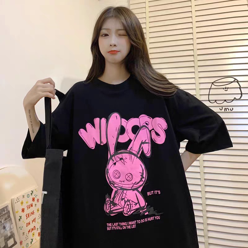 Áo thun tay lỡ Unisex nam nữ  in hình chú thỏ hồng cực đẹp, áo phông tay lỡ unisex form rộng oversize streetwear | BigBuy360 - bigbuy360.vn
