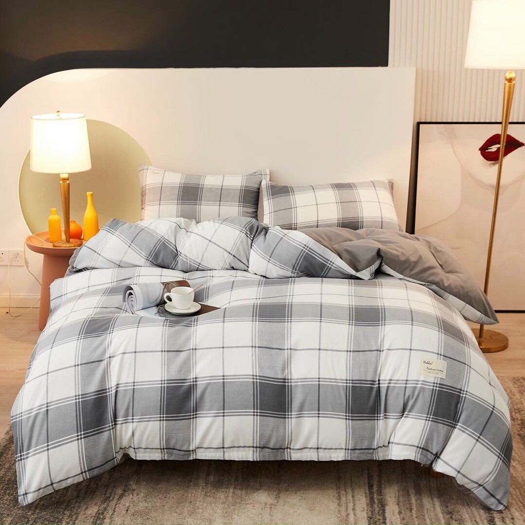 Vỏ Chăn Lồng Được Ruột Cotton Tici Kẻ Nhập Khẩu - Phòng Cách Hàn Quốc , KT 2m1x2m3