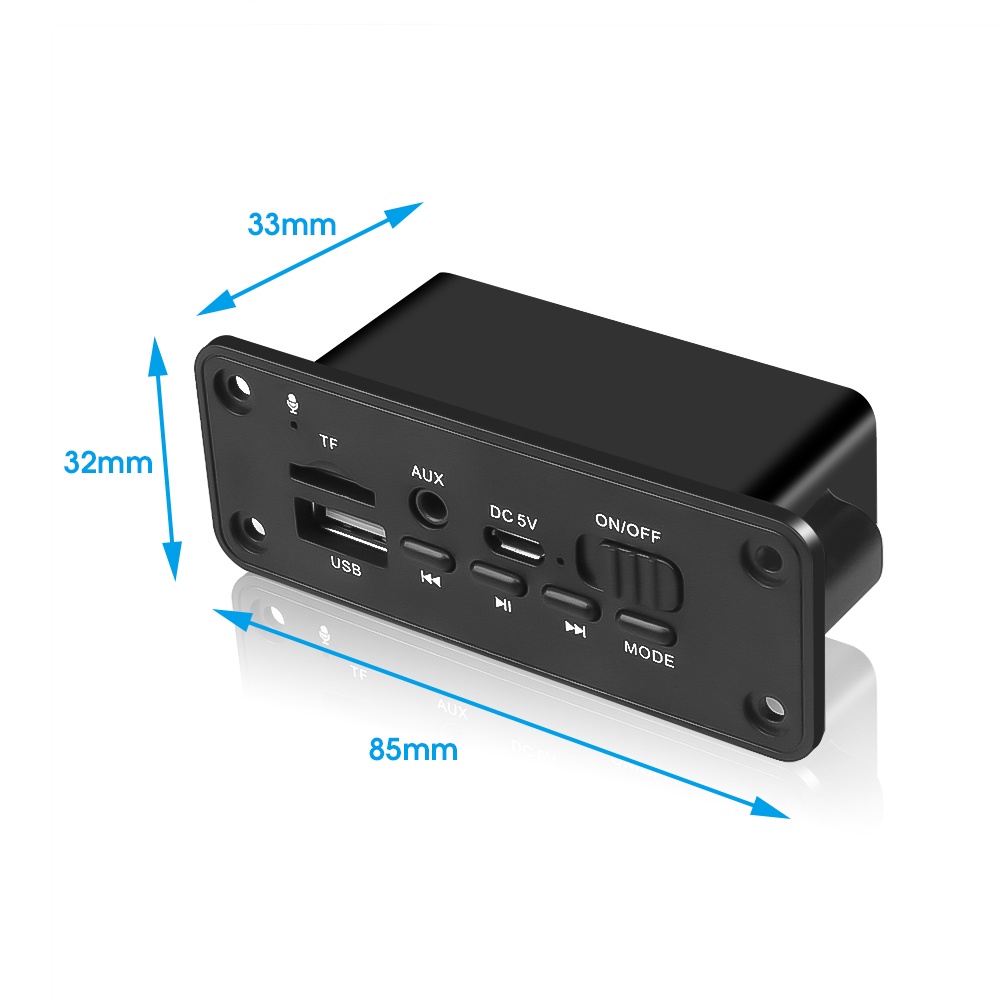 Bảng Mạch Khuếch Đại Âm Thanh 2X3W Bluetooth 5.0 MP3 WMA FM Radio 5V TF USB AUX Cho Xe Hơi