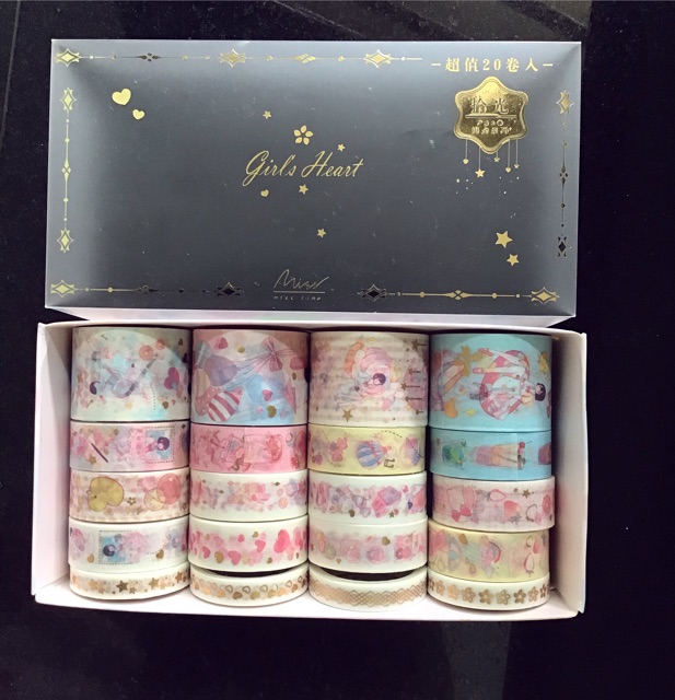 Washi set 20 cuộn họa tiết nhũ