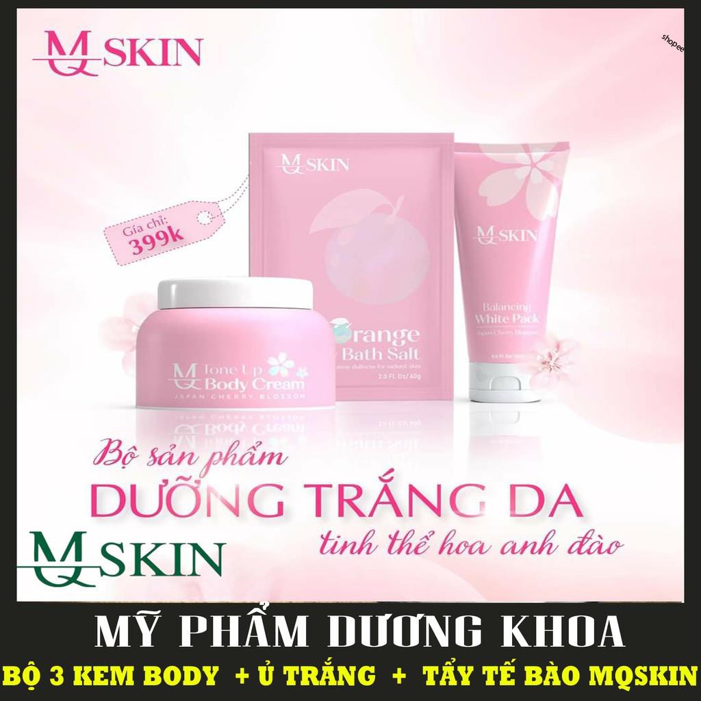 COMBO 2 BỘ DƯỠNG HOA ANH ĐÀO MQSKIN CỰC HOT - BỘ 3 DƯỠNG THỂ MQSKIN - [Bán Chạy] BODY DƯỠNG TRẮNG CH