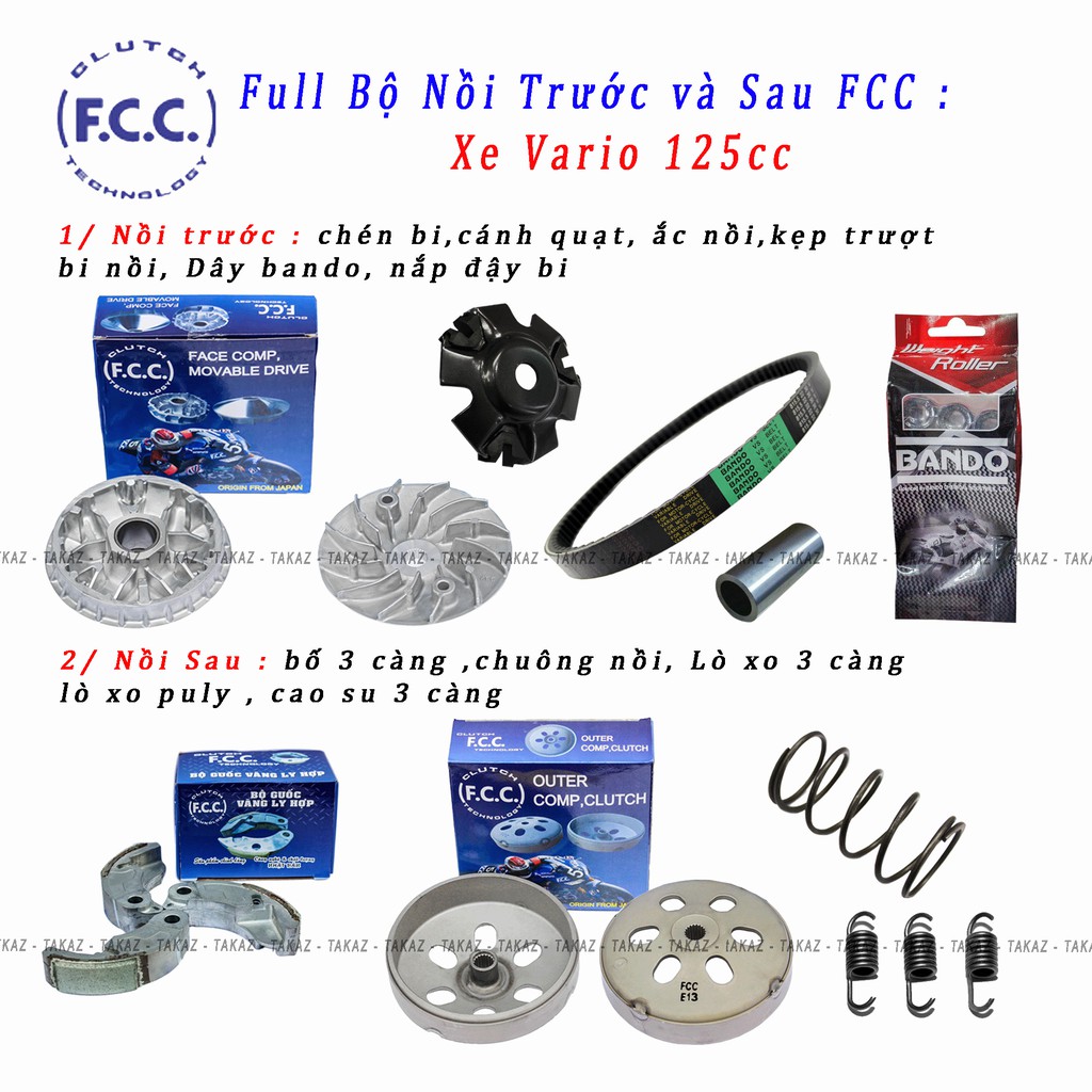 Full bộ nồi FCC trước và nồi sau Honda Vario 125 FCC Công Nghệ Japan