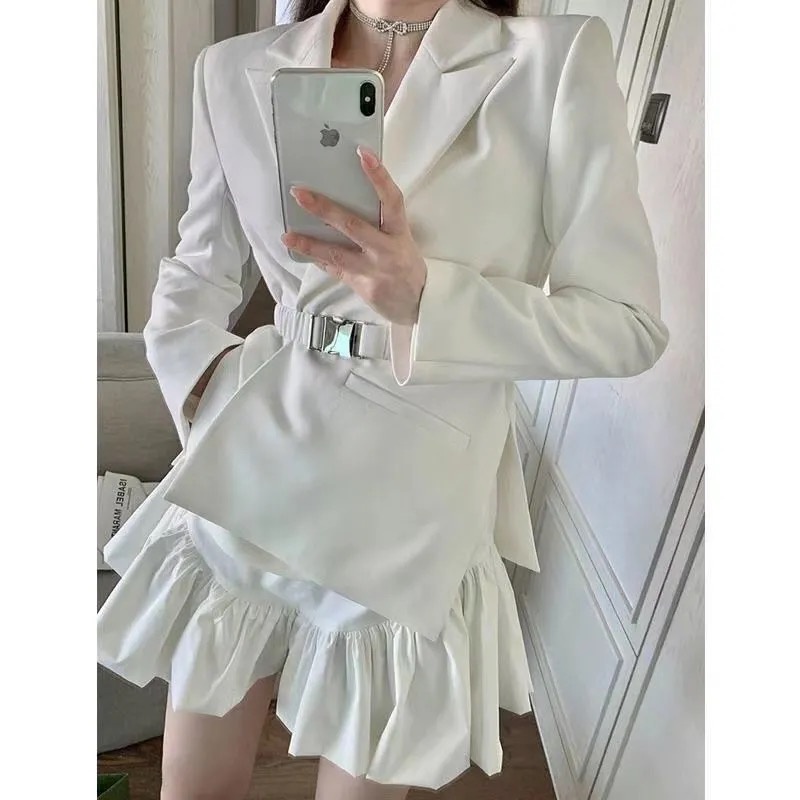 Vét mùa thu đông chân váy thắt lưng phong cách áo khoác dễ phối mẫu hot mịn màng