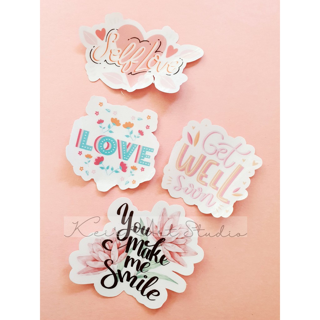 Bộ 30 sticker trong suốt câu chữ tạo động lực, truyền cảm hứng, quote - typography tiếng anh nhiều màu sắc