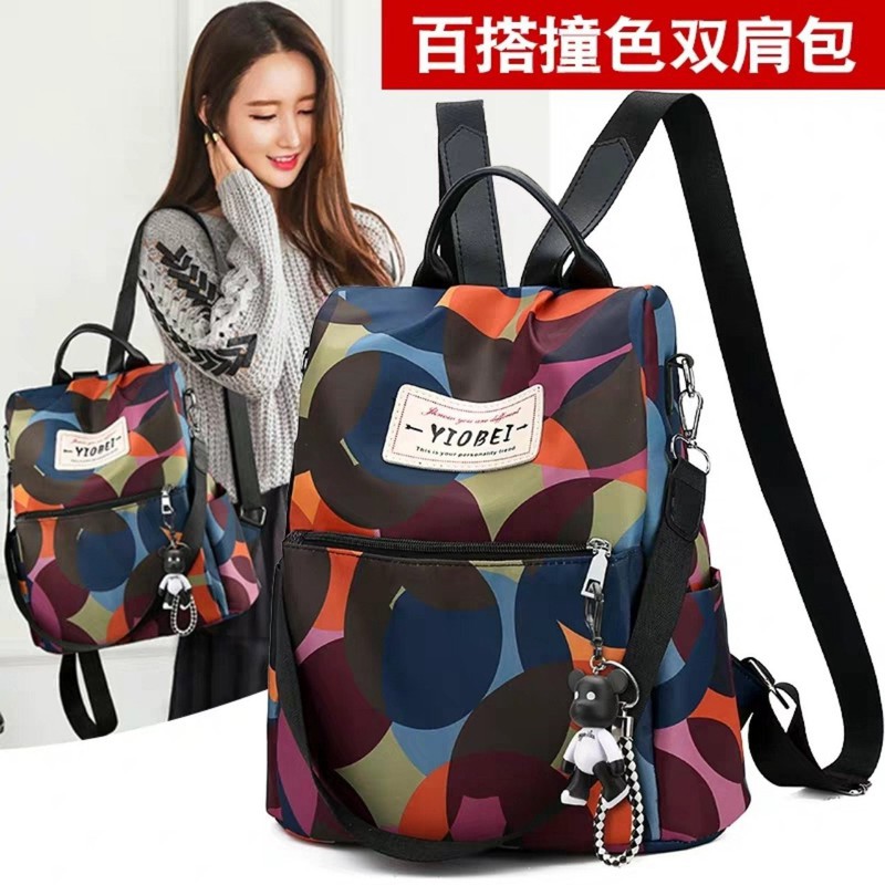 Balo Túi 2 in 1 Sắc màu tặng kèm Gấu - Hàng Nhập