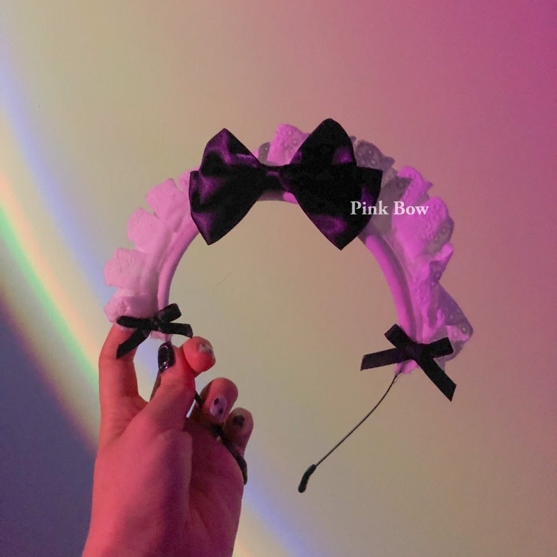 Cài Tóc Hầu Gái Có Nơ hóa trang cosplay Maid xinh xắn màu Đen/Trắng/Hồng/Đỏ