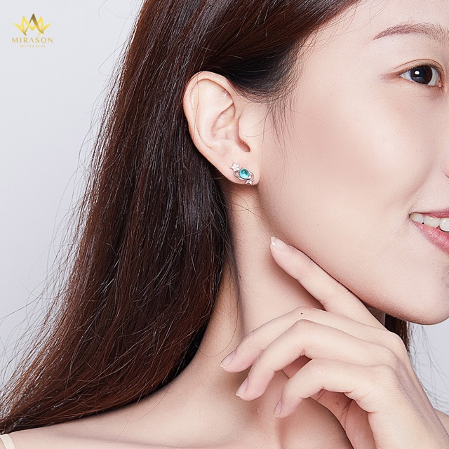 Khuyên Tai Bạc Nữ MIRASON Vũ Trụ Xanh Và Ngôi Sao Sáng Lấp Lánh MBTHTX - Bông Tai Nữ Bạc 925 Cao Cấp