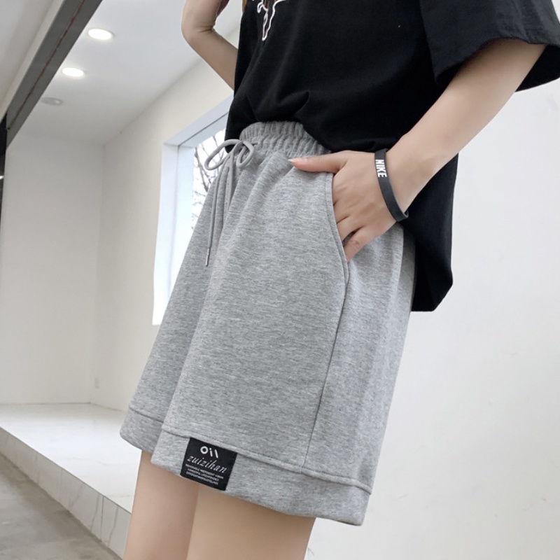 NRVP Quần Short Thể Thao Ống Rộng Họa Tiết Kẻ Sọc Phong Cách Hàn Quốc Thời Trang Cho Nữ