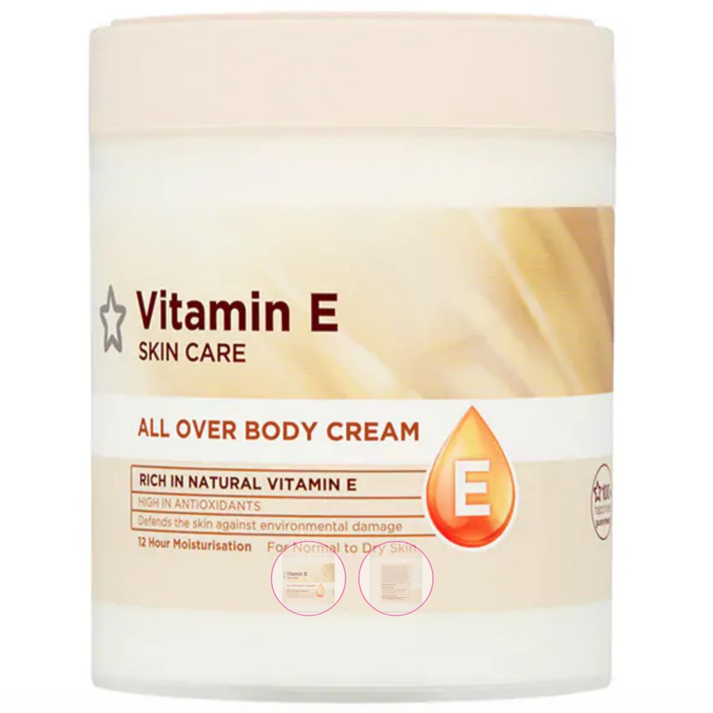 Dưỡng ẩm body sáng mịn da Vitamin E Superdrug size to 475ml