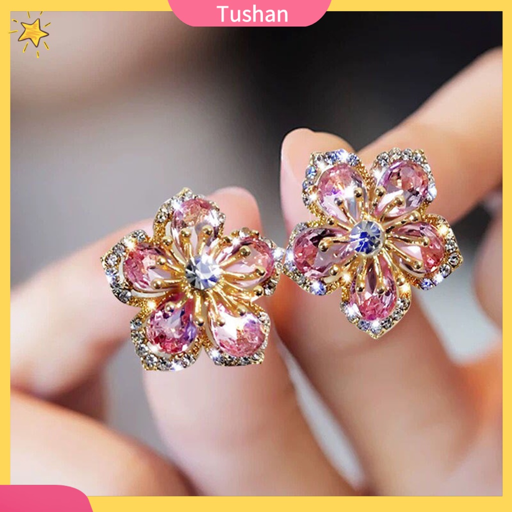 Bông tai đính đá phong cách thanh lịch thời trang dành cho nữ