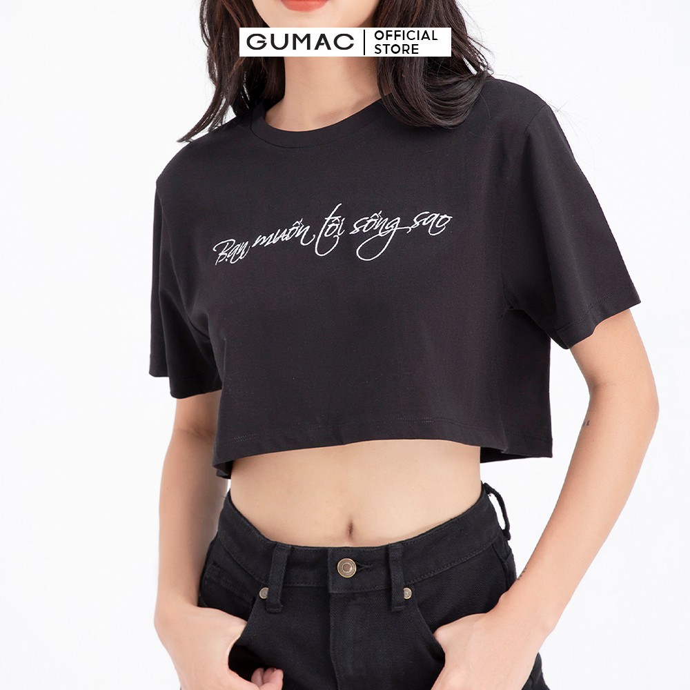 Áo croptop thêu chữ GUMAC ATB651