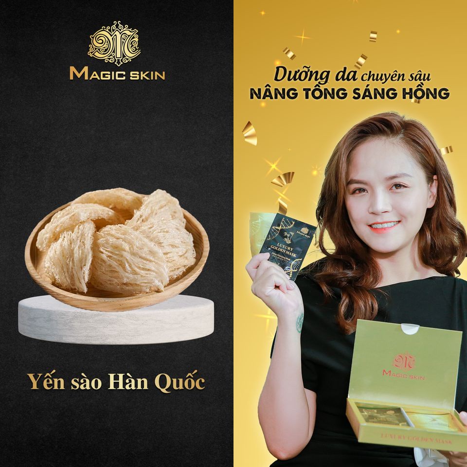 01 GÓI MẶT NẠ Ủ YẾN - THẢI ĐỘC MagicSkin  Luxury Golden Mask Cấy trắng - Thải độc được 1 tuần