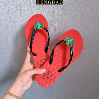 Dép kẹp nữ, dép xỏ ngón nữ đi biển cute gắn sticker hình xương rồng HD