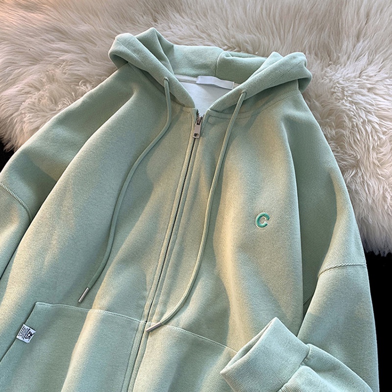Áo khoác hoodie DIDIKA vải da cá thêu chữ sau lưng thời trang mùa thu cho nữ 260g