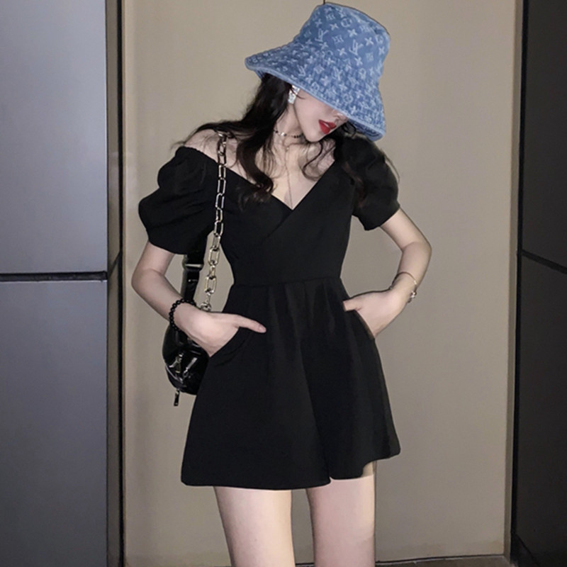 Áo liền quần IELGY trễ vai cổ chữ V kiểu dáng quyến rũ dành cho nữ