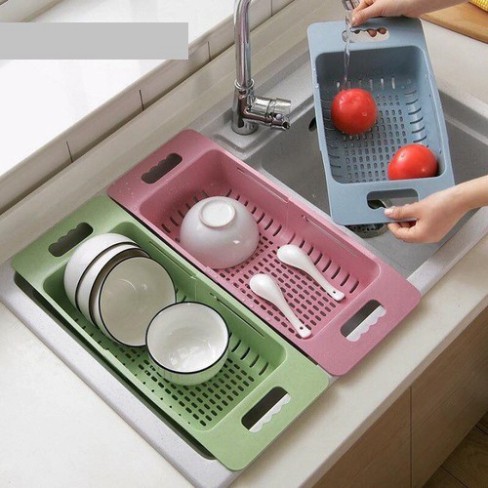 Rổ gác bồn rửa bát thông minh gấp gọn có thể điều chỉnh kích thước gài bồn rửa chén siêu tiện dụng
