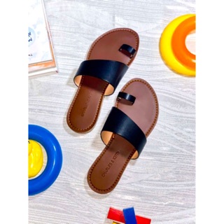 Dép Nữ Thời Trang Cao Cấp - Xỏ Ngón- Màu Đen - Loại Cao Cấp - Độ Cao Đế 2cm ( quai da, simili, đế cao su nguyên khối )