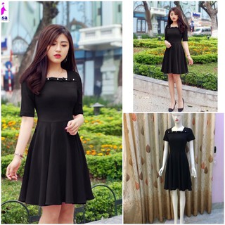 Đầm xòe nơ ngực đính hạt V47