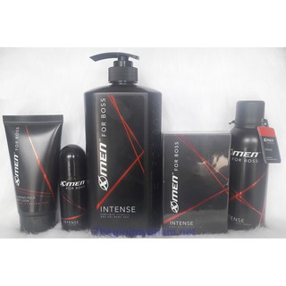 Combo XMen Boss Intense: Dầu Gội 650g + Nước Hoa 49ml + Xịt 150ml + Lăn 50ml + Gel Vuốt Tóc 150g