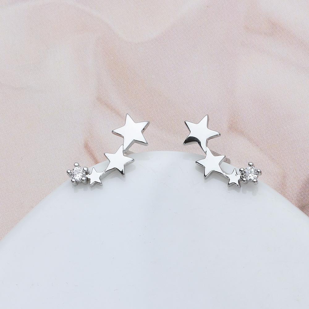 Osier1 Bông Tai Mạ Bạc 925 Dạng Vòng Hình Ngôi Sao Thời Trang Cho Nữ