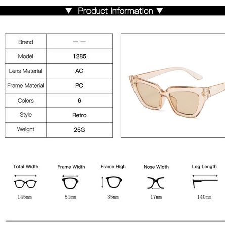 Kính Mát Gọng Mắt Mèo Thời Trang Cho Nữ