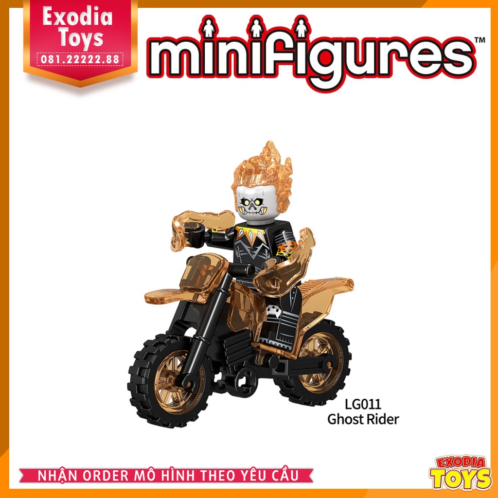 Xếp hình Minifigure các siêu anh hùng Ma Tốc Độ Ghost Rider - Đồ Chơi Lắp Ghép Sáng Tạo - LG1002