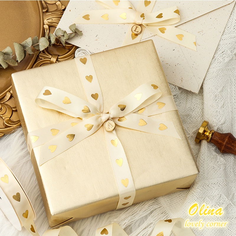 Cuộn dây ruy băng màu be/ trắng chất lượng cao dùng làm đồ thủ công 9.1m