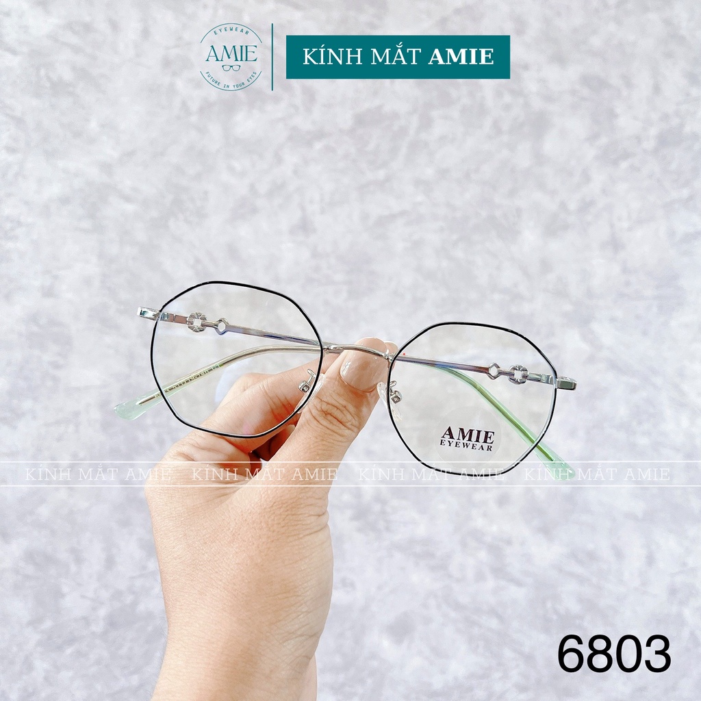 Gọng kính mắt cận tròn AMIE Eyewear chất liệu kim loại thanh mảnh màu sắc thời trang nữ 6803