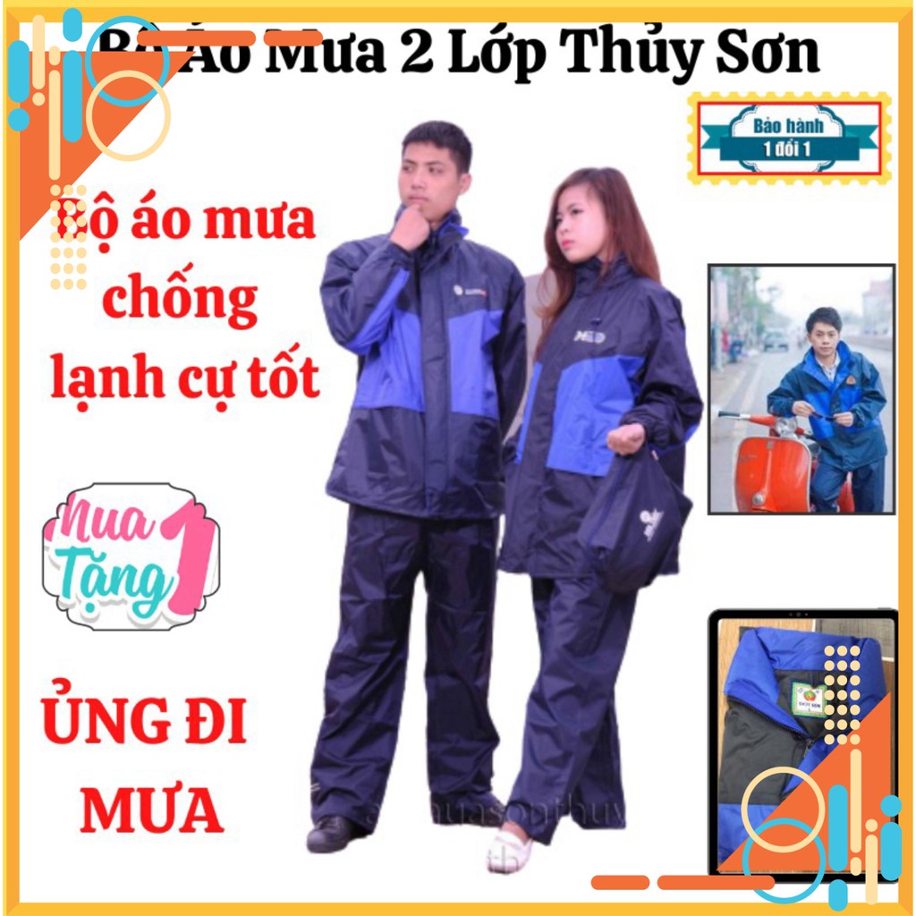 Bộ áo mưa thủy sơn chính hãng công ty - mưa 2 lớp chống lạnh - mưa cao cấp đi phượt