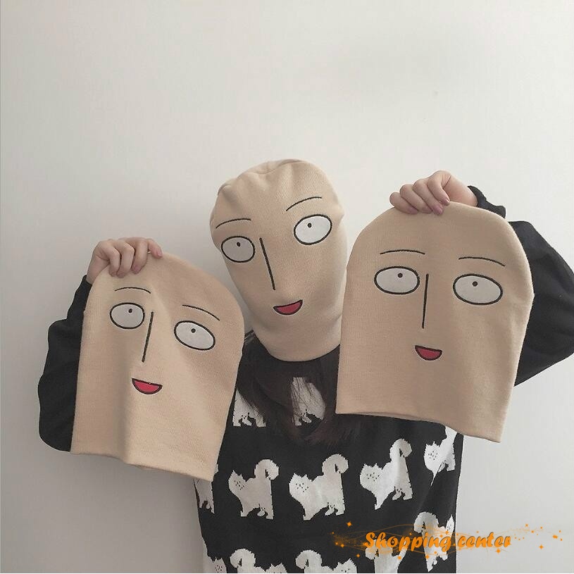 Mũ len thêu họa tiết nhân vật hoạt hình One Punch Man Bald Saitama thời trang mùa đông 2017